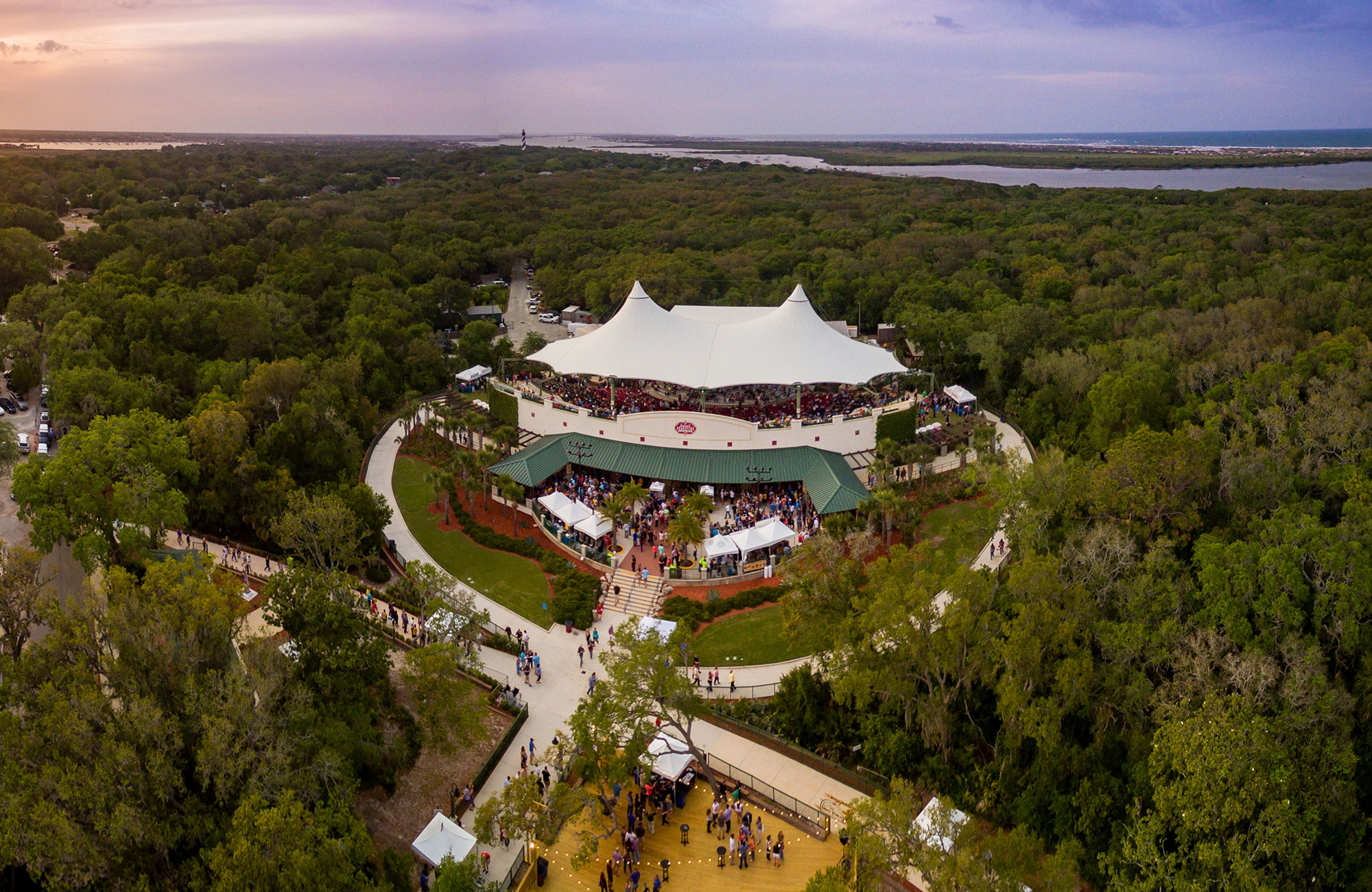 aerial image of large amphitheatre